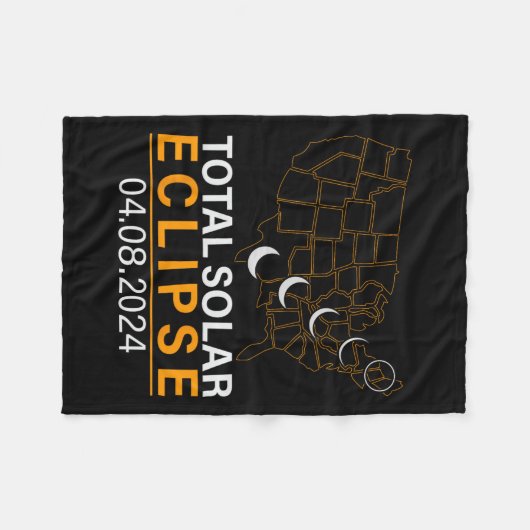 Zonneverduistering 2024 Kaart Verduistering april Fleece Deken (Voorkant (Horizontaal))