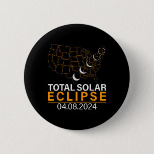 Zonneverduistering 2024 Kaart Verduistering april Ronde Button 5,7 Cm