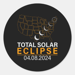 Zonneverduistering 2024 Kaart Verduistering april  Ronde Sticker