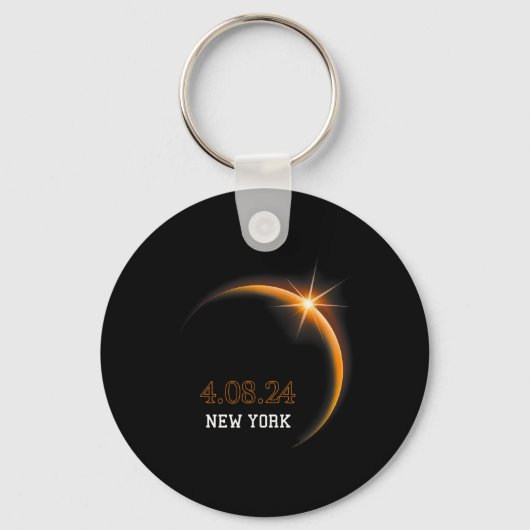 Zonneverduistering 2024 New York Totality Spring 4 Sleutelhanger (Voorkant)