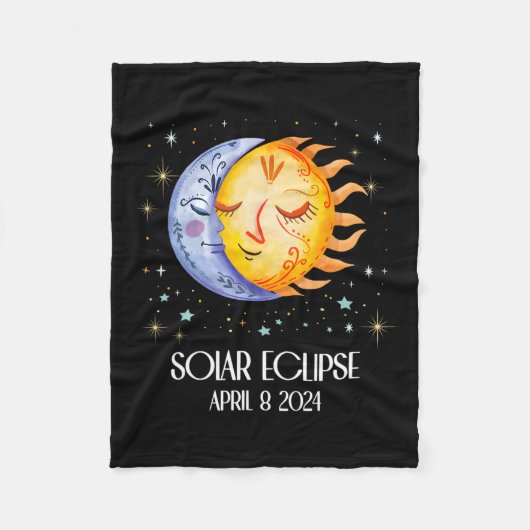 Zonneverduistering 2024 Schattigee Zonneverduister Fleece Deken (Voorkant)