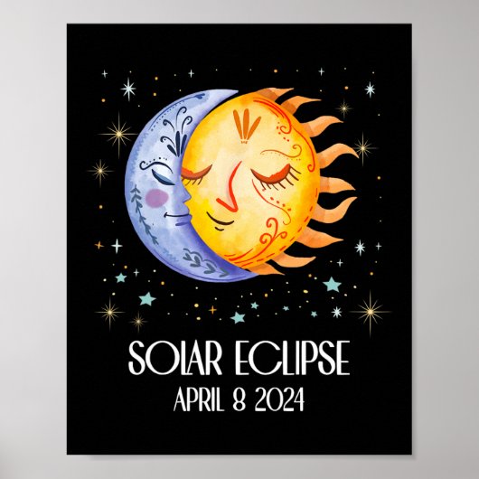 Zonneverduistering 2024 Schattigee Zonneverduister Poster (Voorkant)