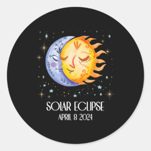 Zonneverduistering 2024 Schattigee Zonneverduister Ronde Sticker
