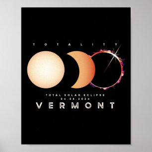 Zonneverduistering 2024 Vermont Totale verduisteri Poster