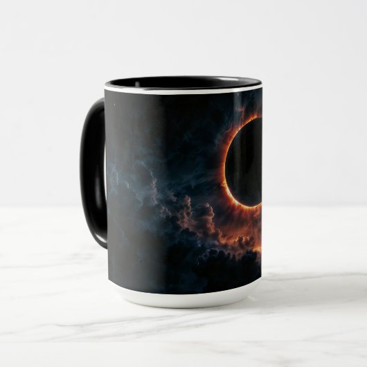 Zonneverduistering die Awe AI Art van Xzendor7 ins Mok (Voorkant links)