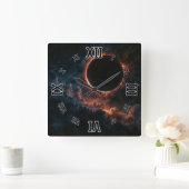 Zonneverduistering die Awe AI Art van Xzendor7 ins Vierkante Klok (Huis)