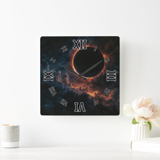 Zonneverduistering die Awe AI Art van Xzendor7 ins Vierkante Klok (Huis)