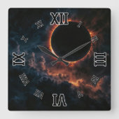 Zonneverduistering die Awe AI Art van Xzendor7 ins Vierkante Klok (Voorkant)