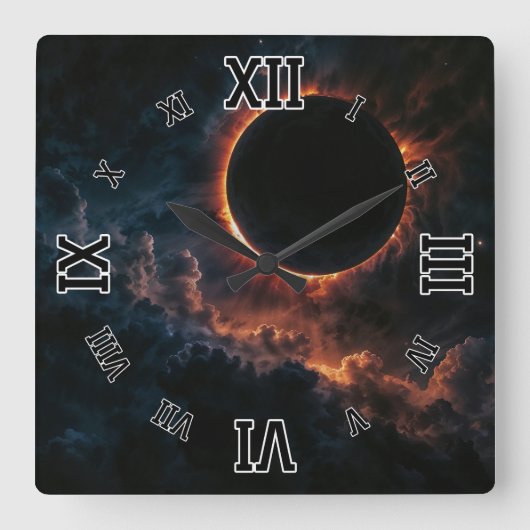 Zonneverduistering die Awe AI Art van Xzendor7 ins Vierkante Klok (Voorkant)