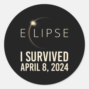 Zonneverduistering Ik overleefde April 8 2024 Tota Ronde Sticker