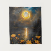 Zonneverduistering Schilderij Meer met Bloemen