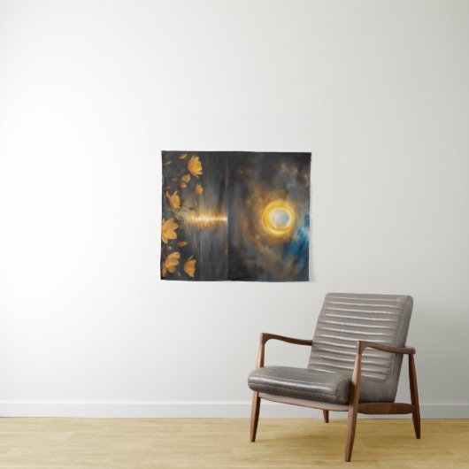 Zonneverduistering Schilderij Meer met Bloemen Wandkleed (In Situ (horizontaal))