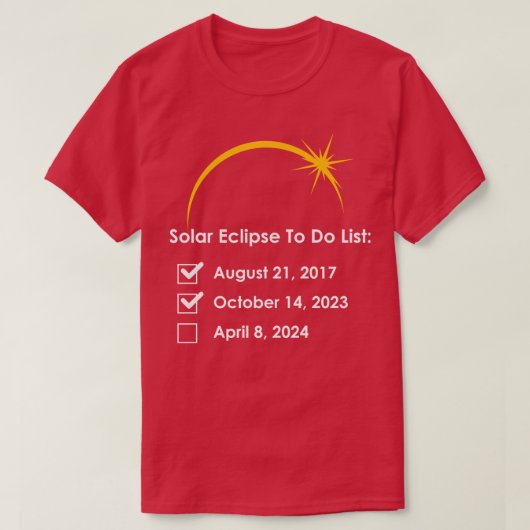 Zonneverduistering te doen lijst 2017 2023 2024 An T-shirt (Design voorkant)