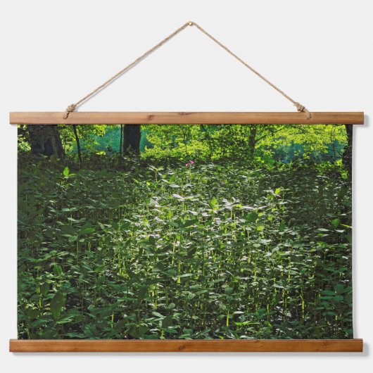 Zonneverlichte ondergroei. Zwarte Bossen, Cardiff Hangend Wandkleed (Voorkant)