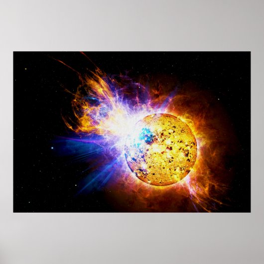 Zonnevlam van de Star EV Lacertae EV Lac Poster (Voorkant)