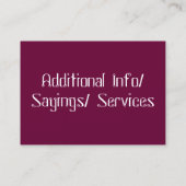 Zonnevlam... Visitekaartje (Achterkant)