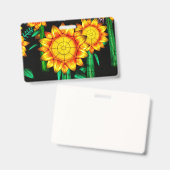 Zonnevlamzonnebloemen badge (Voor- en achterkant)