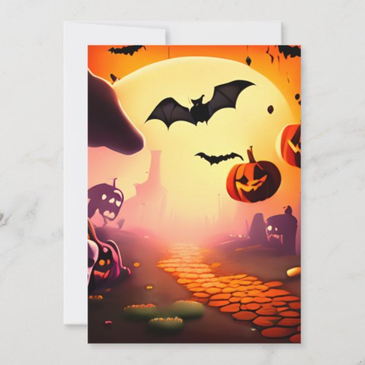 Zonnevleermuizen Jack-O' Lanterns Halloween Kaart (Achterkant)