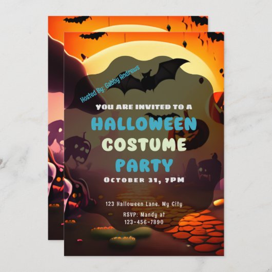 Zonnevleermuizen Jack-O' Lanterns Halloween Kaart (Voorkant / Achterkant)