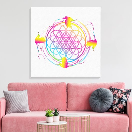 Zonnevogelbloem van het leven canvas afdruk (Insitu (Woonkamer))