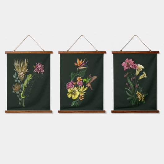 Zonnevogelkikker en Chameleon Tropical African Art Hangend Wandkleed (Driedubbel)