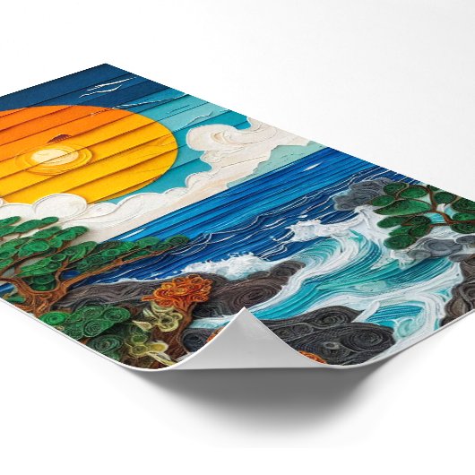 Zonnevolle oceaangolven poster (Hoek)