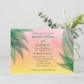 Zonnevrije Waterverf Palm Leaves Wedding Kaart (Staand voorkant)