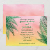 Zonnevrije Waterverf Palm Leaves Wedding Kaart (Voorkant / Achterkant)