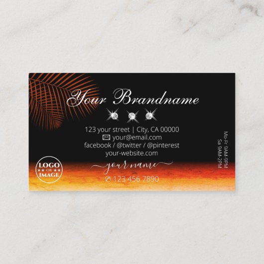 Zonnevrije Waterverven Palm Leaves Diamonds met Lo Visitekaartje (Achterkant)