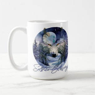 Zonnewende zegeningen Winter Wolf Moonlight Bossen Koffiemok
