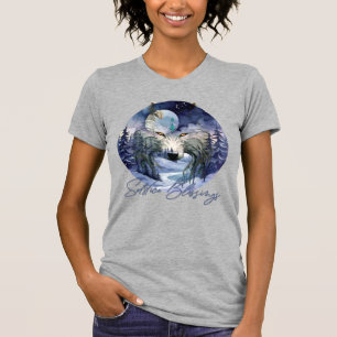 Zonnewende zegeningen Winter Wolf Moonlight Bossen T-shirt