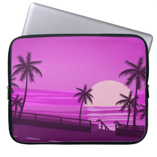 Zonnewerk, oceaan, avond, palmbomen zee shore, laptop sleeve