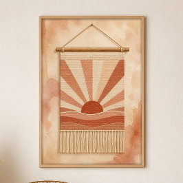 Zonneweverij op de Muur Gouache Boho Kunst Poster