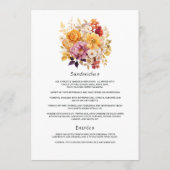 Zonnewijzer Bloemen Bruiloft Menu (Achterkant)