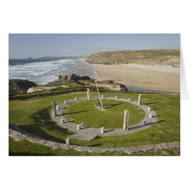 Zonnewijzer en Perran Beach, Perranporth, Cornwall (Voorkant Horizontaal)