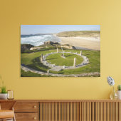 Zonnewijzer en Perran Beach, Perranporth, Cornwall Canvas Afdruk (Insitu (Woonkamer))