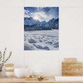 Zonnewinterdag in het sneeuwdiepvriesmeer Fusine Poster (Keuken)
