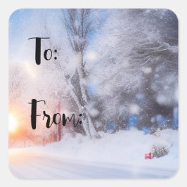 Zonnewinterkerstfeestdag Sticker label