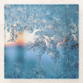 Zonnewintervorst op glas glazen onderzetter (Voorkant)