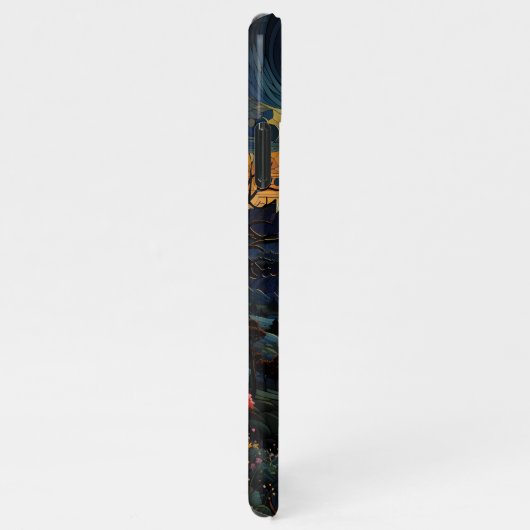 Zonnewolk berg pointillisme stijl iPhone hoesje (Rechterkant)