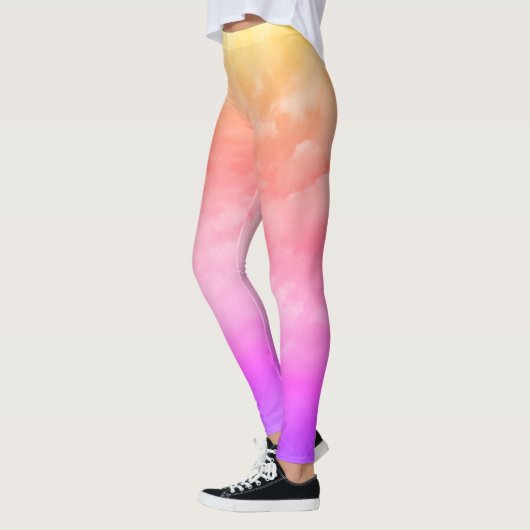 Zonnewolken Geel Oranje Roze en Paarse Leggings (Links)