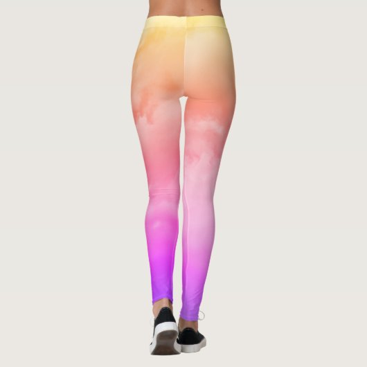 Zonnewolken Geel Oranje Roze en Paarse Leggings (Achterkant)