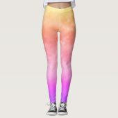 Zonnewolken Geel Oranje Roze en Paarse Leggings (Voorkant)