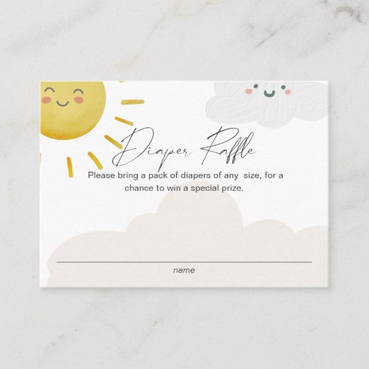 Zonnewolken Neutrale luier Raffle Small Informatiekaartje (Voorkant)