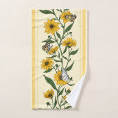 Zonnewortel bloemenstreep op gebroken wit bad handdoek (Handdoek)