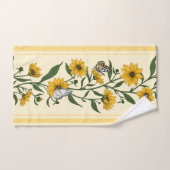 Zonnewortel bloemenstreep op gebroken wit bad handdoek (Handdoek)