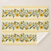 Zonnewortel bloemenstreep op gebroken wit sherpa deken (Voorkant (horizontaal))