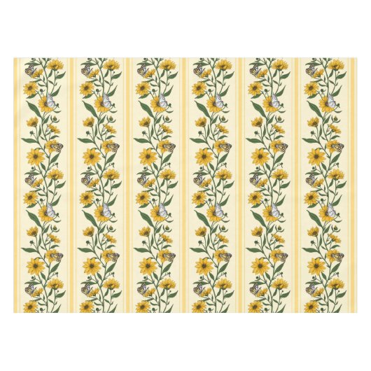 Zonnewortel bloemenstreep op gebroken wit tafelkleed (Voorkant (Horizontaal))