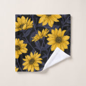 Zonnewortel, wilde zonnebloem in geel en blauw bad handdoek (Wasdoekje)