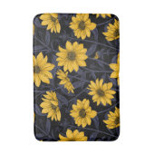 Zonnewortel, wilde zonnebloem in geel en blauw badmat (Voorkant Verticaal)